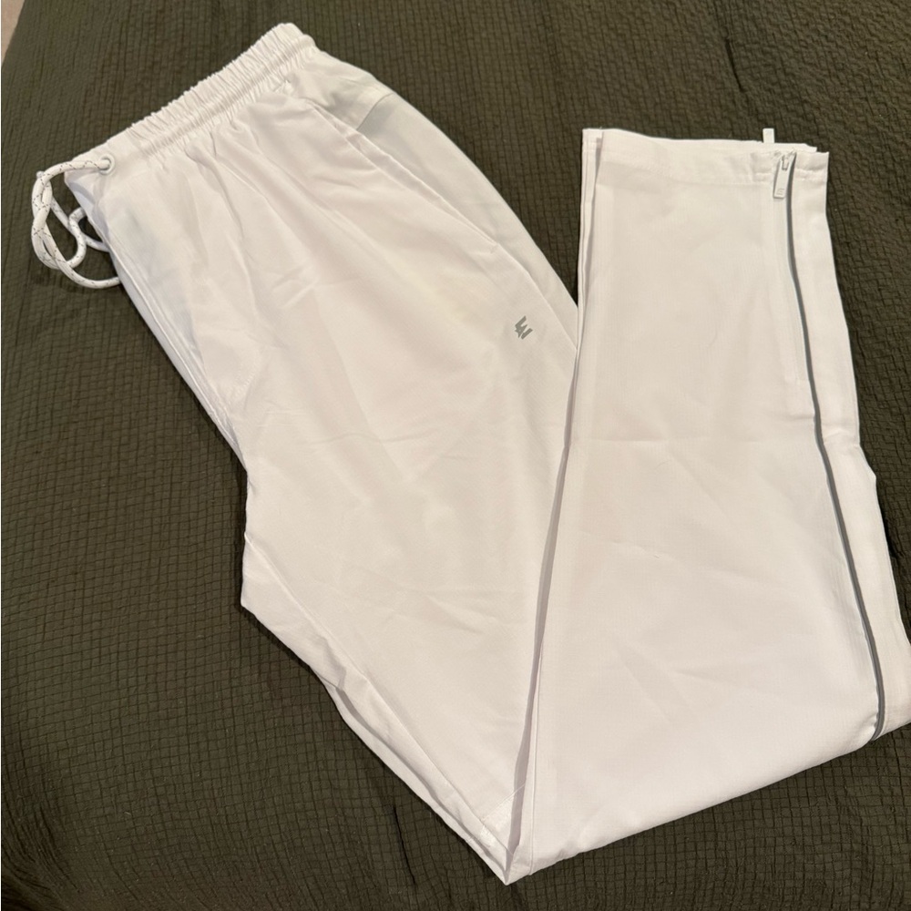 Men's White Joggers with Side Zipper